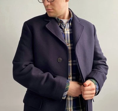 Lanificio Colombo Men’s Long Navy Coat Wool / Cashmere Size 50(M/L) rrp4800€ - Image 1 of 4