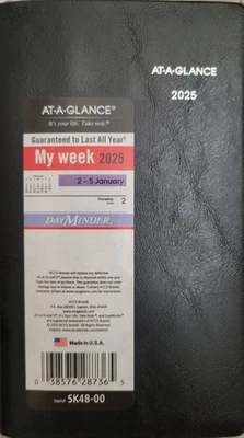 AT-A-GLANCE DayMinder 2025 Weekly Planner Black Pocket 3 12 x 6 - Weekly SK48-00 - Image 1 of 3