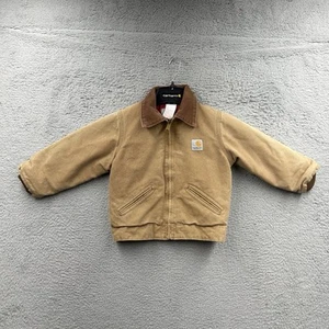 Vintage Carhartt Detroit Canvas Y04 BRN Jacket Red Quilted Lined Youth Size 4T - Picture 1 of 8