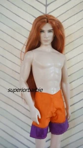 KEN BEACH FASHIONS Orange Color Block Swim Trunks - Picture 1 of 3