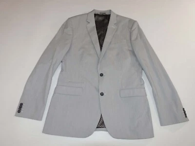 Express Men's Photographer Fitted Sport Coat Size 42 Long Light Gray Striped 42L - Image 1 of 4
