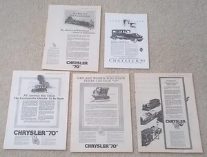 Vintage Chrysler 70 Advertisements Lot of 5 - Picture 1 of 1