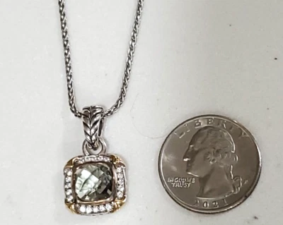 签名 RL 纯银 925 14k 金碧玺钻石吊坠项链 - 17 — 第 1/4 张图片