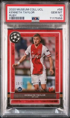 2020 Topps Museum UCL Kenneth Taylor Rookie RC Ruby /25 PSA 10 POP 2 AJAX - Image 1 of 2