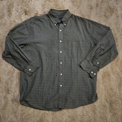 Basic Editions Mens Long Sleeve Button Down Shirt Breen Brown Green Plaid Size L - Image 1 of 4