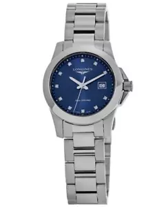 New Longines Conquest Quartz Blue Diamond Dial Women's Watch L3.376.4.97.6 - Picture 1 of 4