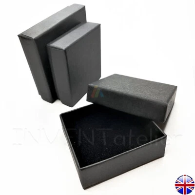Gift Boxes Black Matte Paper Covered Foam Jewellery Packaging LARGE LETTER SIZE - Image 1 of 2