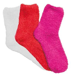 Stems Luxury Women's Plush Cozy Winter Socks - 3 Pack - Red/Pink/White - Picture 1 of 2