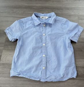 H&M Boys Blue Striped Button Up Shirt 5-6 