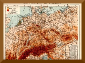 Deutsches Reich +Physikalische Landkarte von 1903+ Gebirge, Flüsse, Kanäle - Bild 1 von 3