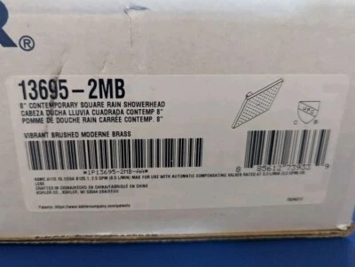 Kohler 13695-2MB 8" Square Rain Showerhead In Vibrant Brushed Moderne Brass  - Image 1 of 3