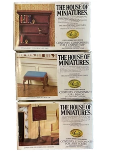 The House of Miniatures LOT bench 40031, fire screen 40021 cabinet 40002 NIB Kit - Picture 1 of 6