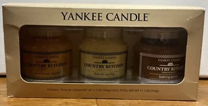 YANKEE CANDLE COUNTRY KITCHEN Trio-FARM HOUSE APPLE,FRENCH VANILLA,BAKING SPICE - Picture 1 of 3