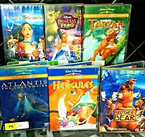 Lot 6 Disney R4 DVD Family Movies Bundle Hercules Tarzan Pocahontas 1-2 Atlantis