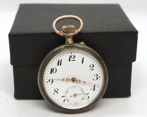 VINGATE SILVER 0.800 SWISS POCKET WATCH CYLINDER NICE WORKING AND LOOKING - Picture 1 of 8