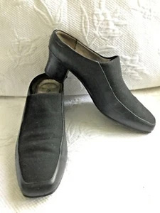 ARAVON New Balance 9D schwarze Leder/Stretch Stoff Komfort Slipper Pantoletten mit Absätzen - Bild 1 von 10