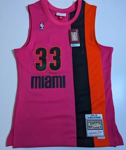 New Mens Large Pink Mitchell& Ness Miami Heat Alonzo Mourning 33 Swingman Sz S - Picture 1 of 8