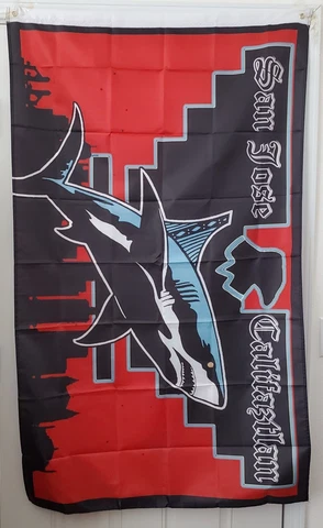 Huelga Bird San Jose Sharks 3X5 Flag Red Black City Background Shark City Cover