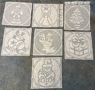 Lote de 7 cuadrados de tela de Navidad de encaje de 8-9" para coser/acolchar Foto 1 de 4