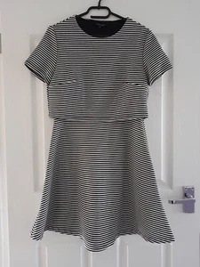 New Look - dress - black & white horizontal stripe - over layer at top - UK 8 - Picture 1 of 6