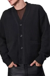NWT RAG & BONE $498 Clarkson Wool and Suede Cardigan Sweater Size Medium - Picture 1 of 9