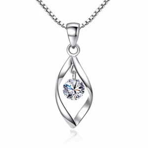 925 Silber Halskette Damen Kette Wave Anhänger Halskette für Frauen Geschenk - Bild 1 von 5
