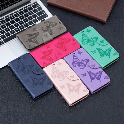 Case For Xiaomi Redmi Note 8 9 10 Pro Embossing Butterfly Flip Stand Phone Cover - Image 1 of 4