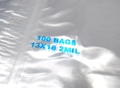 100 13x18 Zippit Reloc Bags Clear 2 Mil Poly Reclosable Large Jumbo 13" x 18" - Image 1 of 4