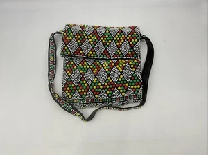 Vtg Boho Mod 60s-70s Hippy Candy Dot Beaded Purse *missing Some White Dots* - Picture 1 of 9