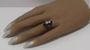 Vintage 10K Yellow Gold Black Onyx & Cameo Ring Sz 6.25 - Picture 1 of 11
