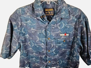WOOLRICH Ironman Triathlon Shirt Sz Men’s Medium button front Kona Hawaii 80’s - Picture 1 of 11