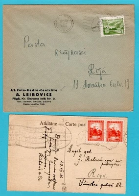 LATVIA cover and card 1936-39 Riga - Image 1 of 2