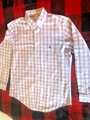 Brooks Brothers Regent long sleeve, Purple Plaid, Medium, 100% Supima, Very Nice - Image 1 of 4