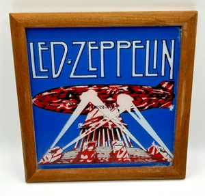 Led Zeppelin Scarce 1980's Carnival Prize Stained Glass 9x9 VTG Rock Metal Art - Picture 1 of 4