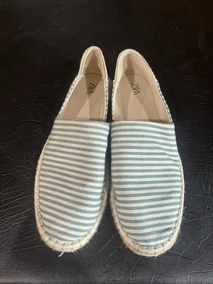 ZARA Striped Espadrilles Slip On Loafers Comfort Summer Shoes Women’s Size 11 - Image 1 of 4