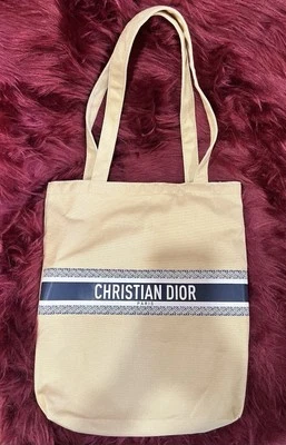 Christian Dior Tote Bag Authentic Tan and Blue Novelty VIP Gift With Purchase - Image 1 of 4