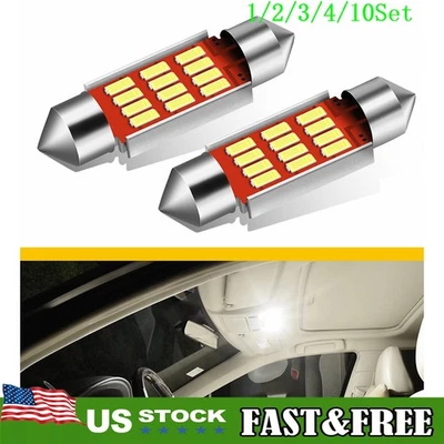 2 36MM 6418 Blanco LED Bombilla Matrícula Domo Mapa Puerta Luz CAnbus 1~10 Juego Foto 1 de 4