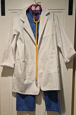 Детский доктор костюм размер 12/14 стоматолог реальный скрабы лабораторное пальто стетоскоп - Изображение 1 из 4