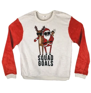 Santa Rentier Squad Goals Weihnachtspullover Langarm Damen Lrg rot/weiß - Bild 1 von 24