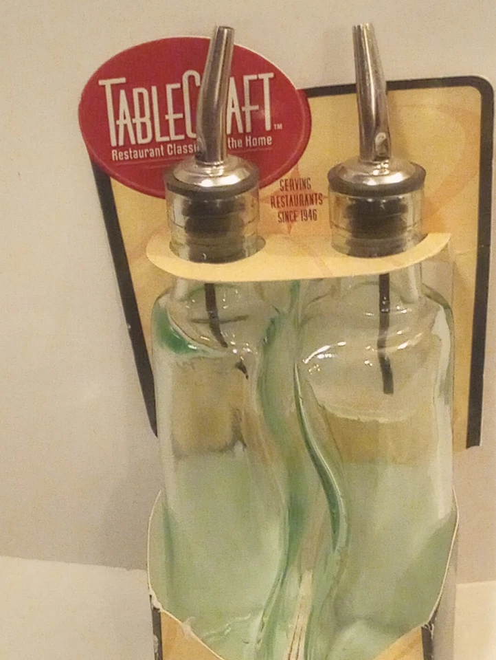Tablecraft Gemellie Set Oil and Vinegar Bottles, Tinted, Green, Two 8.5 oz — 第 1/4 张图片