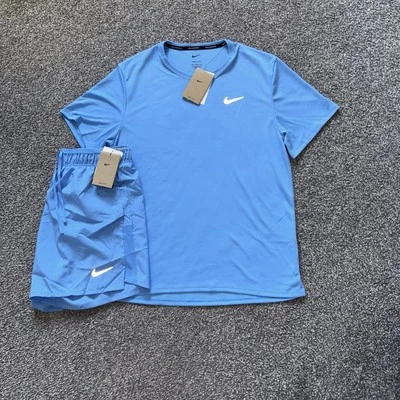 Nike Miler UV T-shirt Top and Challenger Shorts 5in Full Set Summer Blue Small - Image 1 of 4