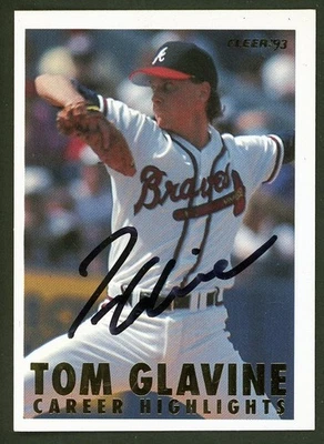 Tom Glavine Signed Auto 1993 Fleer Career Highlights Atlanta Braves Card #3 - Image 1 of 2