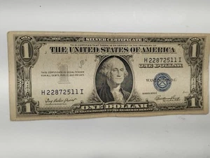 US 1957 #511I A $1 SILVER CERTIFICATE Worn - Picture 1 of 8