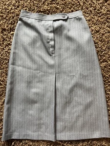 Women’s Vintage Midi Gray Skirt, Size 12, A-line, Pinstripe High waist - Picture 1 of 4