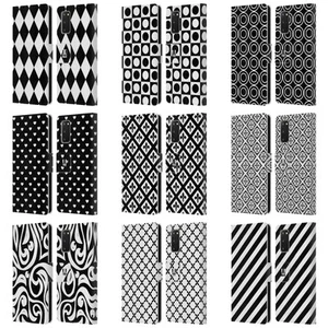 HEAD CASE DESIGNS BNW PATTERNS LEATHER BOOK WALLET CASE FOR SAMSUNG PHONES 1 - Picture 1 of 15