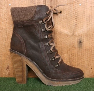 SIXTYSEVEN Brown Waxed Suede Ankle Boots w/4.5" Heels EUR 40 ≈ US 8 - Picture 1 of 13