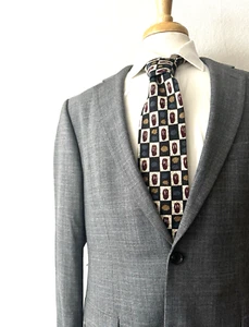 Hugo Boss Reda Pasini2 Suit Jacket Coat Men's 42L Long Silk-Wool Gray Textured - Picture 1 of 10