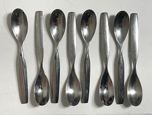 SASAKI DOUBLE HELIX 8 SOUP SPOONS Ward Bennett Stainless Steel Flatware Japan - Picture 1 of 6