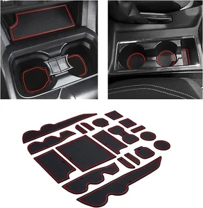 Red Console Cup Holder Rubber Liner Mat Door Pocket Slot Pad Fits 16-23 Tacoma - Picture 1 of 7