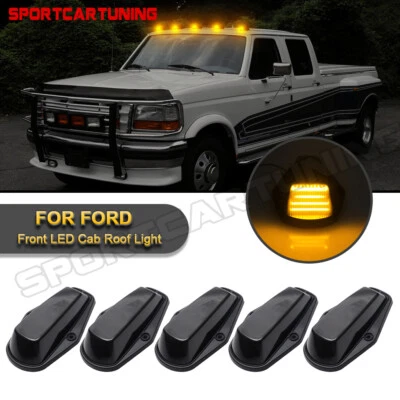 FOR 84-97 F-SERIES F150 F250 F350 PICKUP 5PCS SMOKED LED CAB ROOF RUNNING LIGHTS - Image 1 of 4